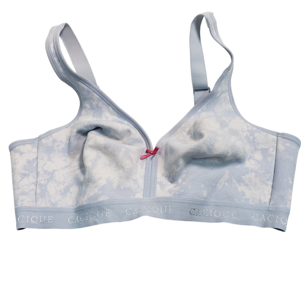 Cacique 42D Blue Tie‎ Dye Unlined Full Coverage Comfort Wireless Bra